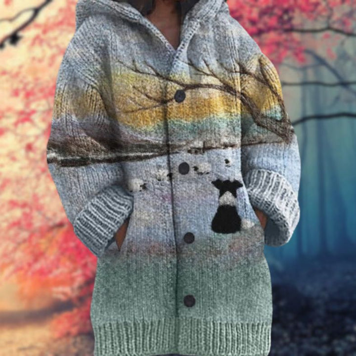 JANET™ – Warmer Damenpullover mit Knöpfen und Kapuze