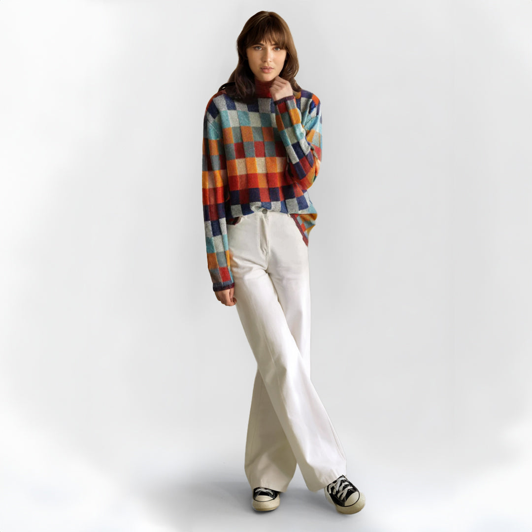 KATE™ - Patchwork-Rollkragenpullover